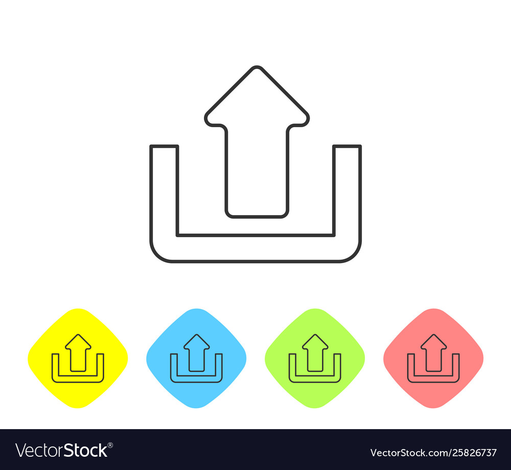 Grey upload line icon isolated on white background Vector Image Grey upload line icon isolated on white background