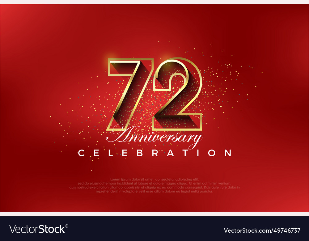 Line art number with golden fancy 72nd numeral Vector Image