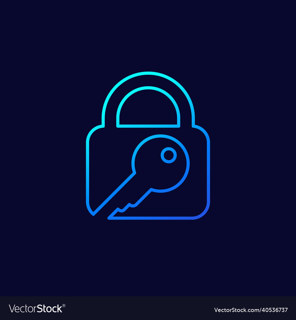 Lock and key icon line design