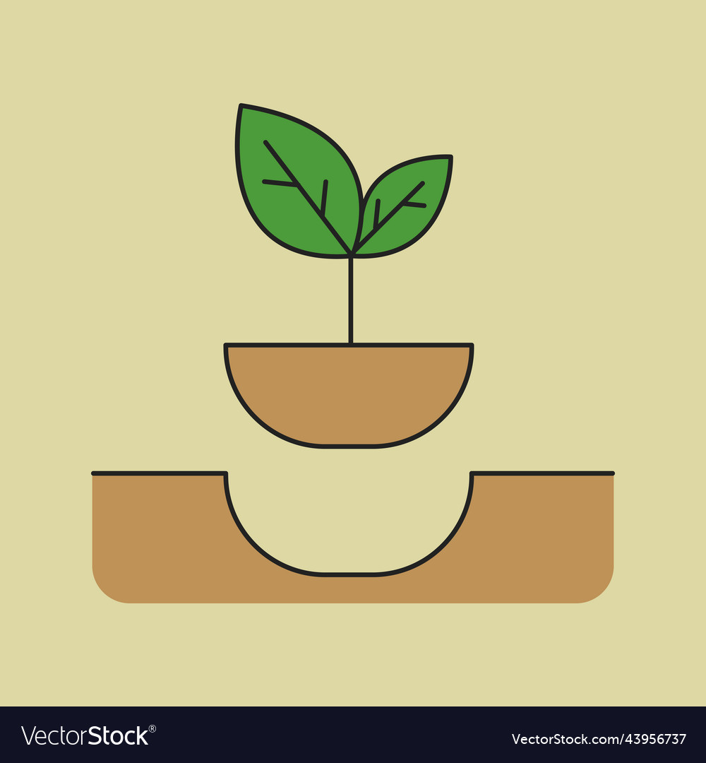 Planting a tree environment icon design element