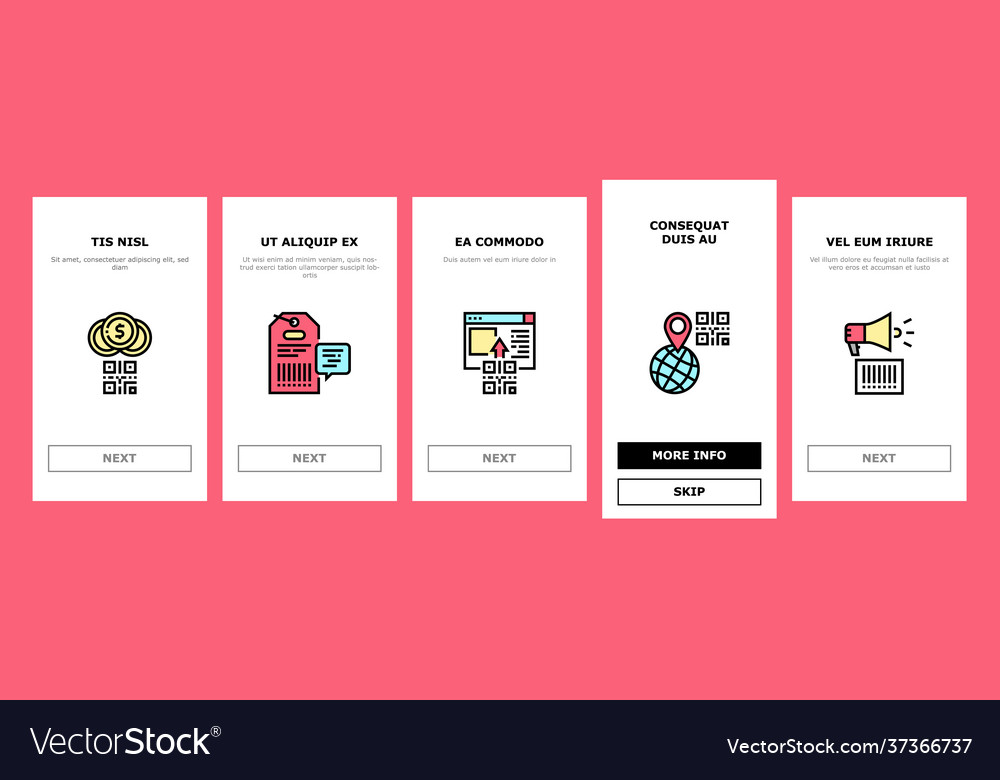 Qr code identification onboarding icons set