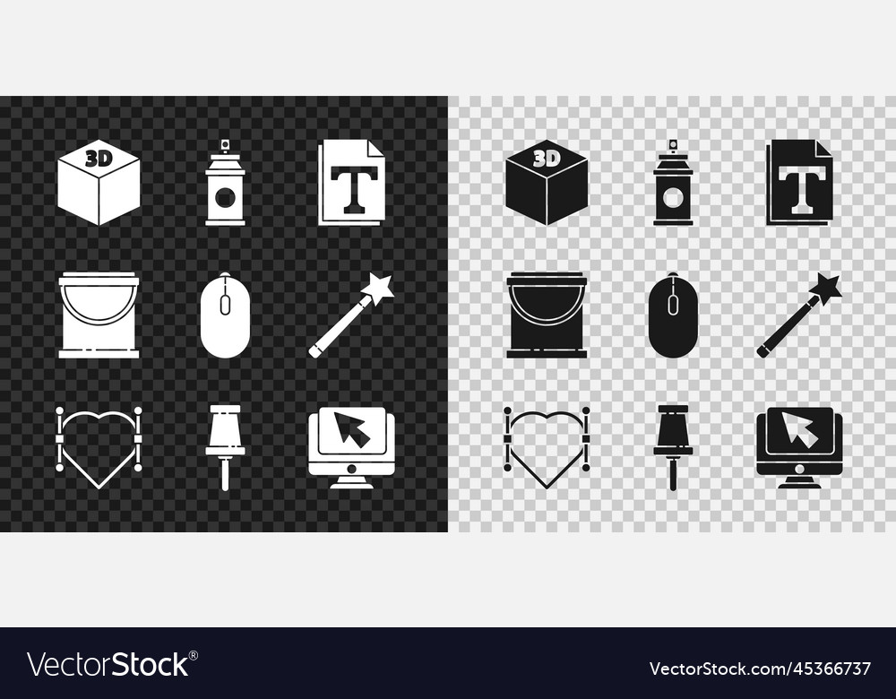 Set isometric cube paint spray can text file vector image Set isometric cube paint spray can text file