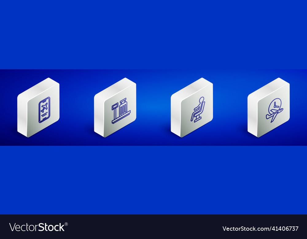 Set isometric line mobile with ticket scale vector image Set isometric line mobile with ticket scale