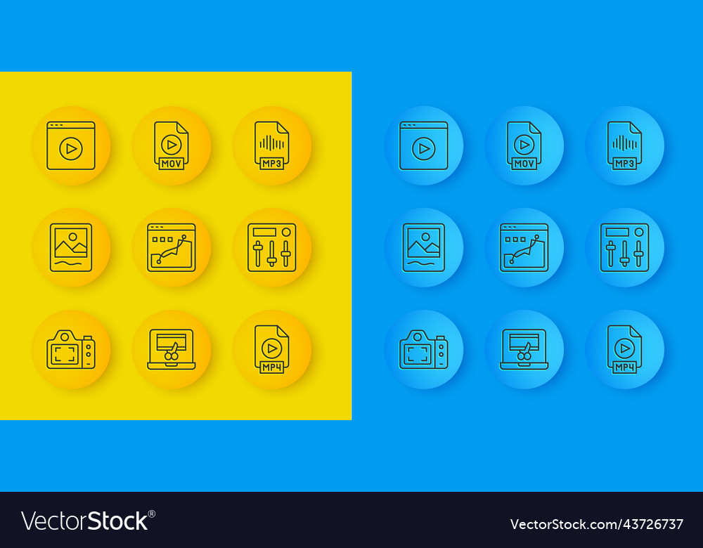 Set line photo camera frame histogram graph Vector Image Set line photo camera frame histogram graph