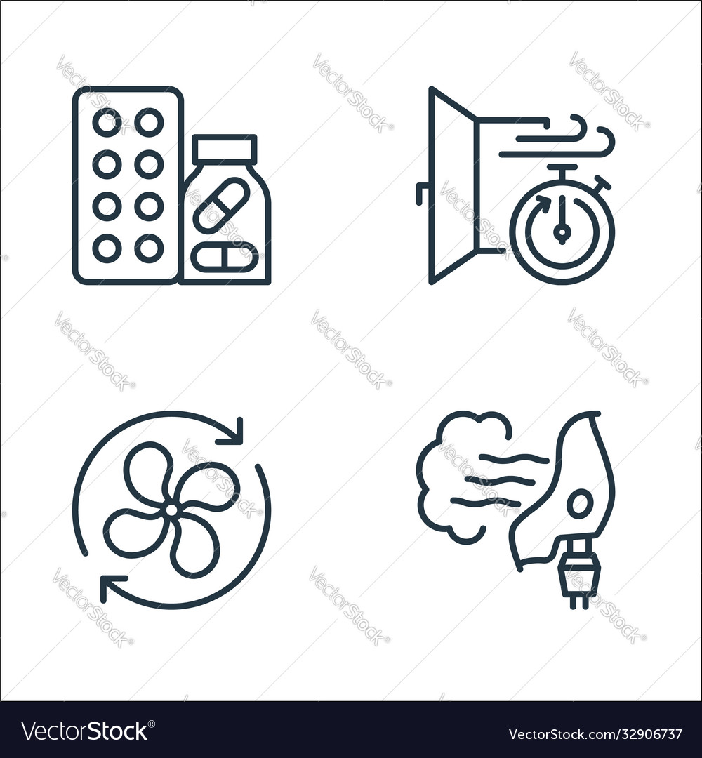 Stop virus line icons linear set quality vector image Stop virus line icons linear set quality