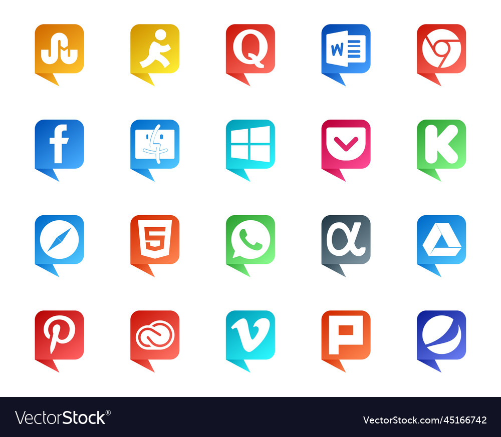 20 social media speech bubble style logo like