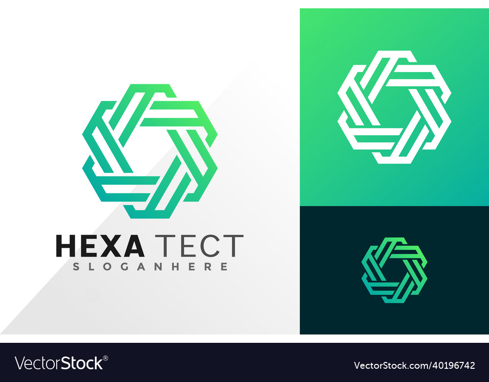 Abstract hexagon logo design emblem