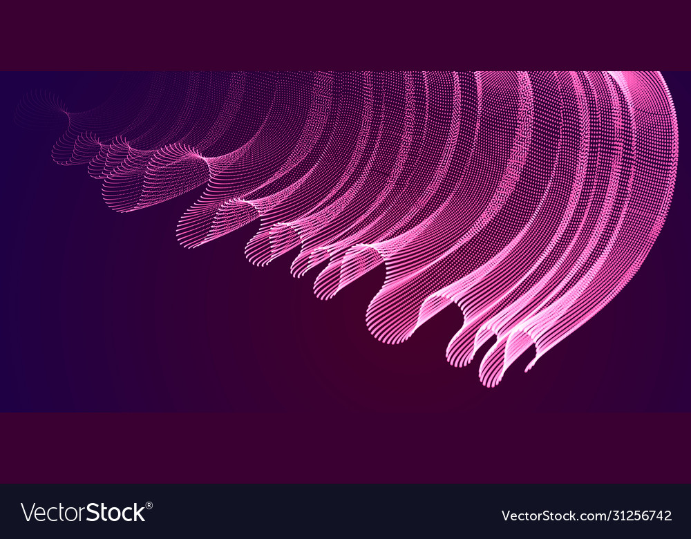 Array magic particles flowing over dark vector image Array magic particles flowing over dark