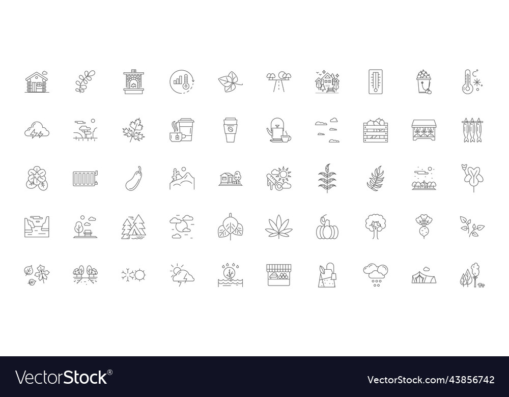 Autumn ideas linear icons line signs set Vector Image