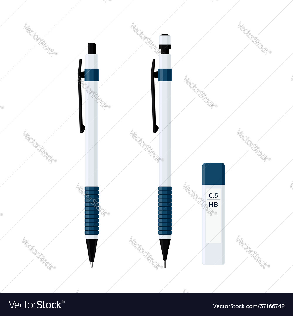 Kugelschreiber und mechanischer Bleistift in weißem Gehäuse