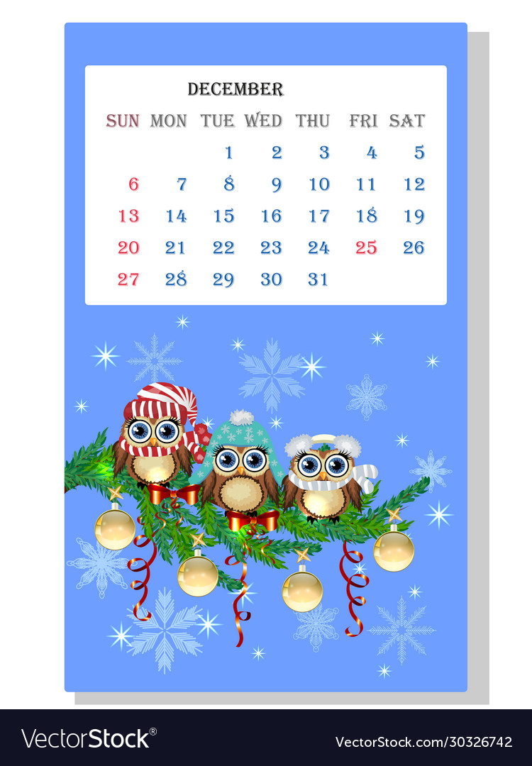 Calendar 2021 cute owls and birds for every month