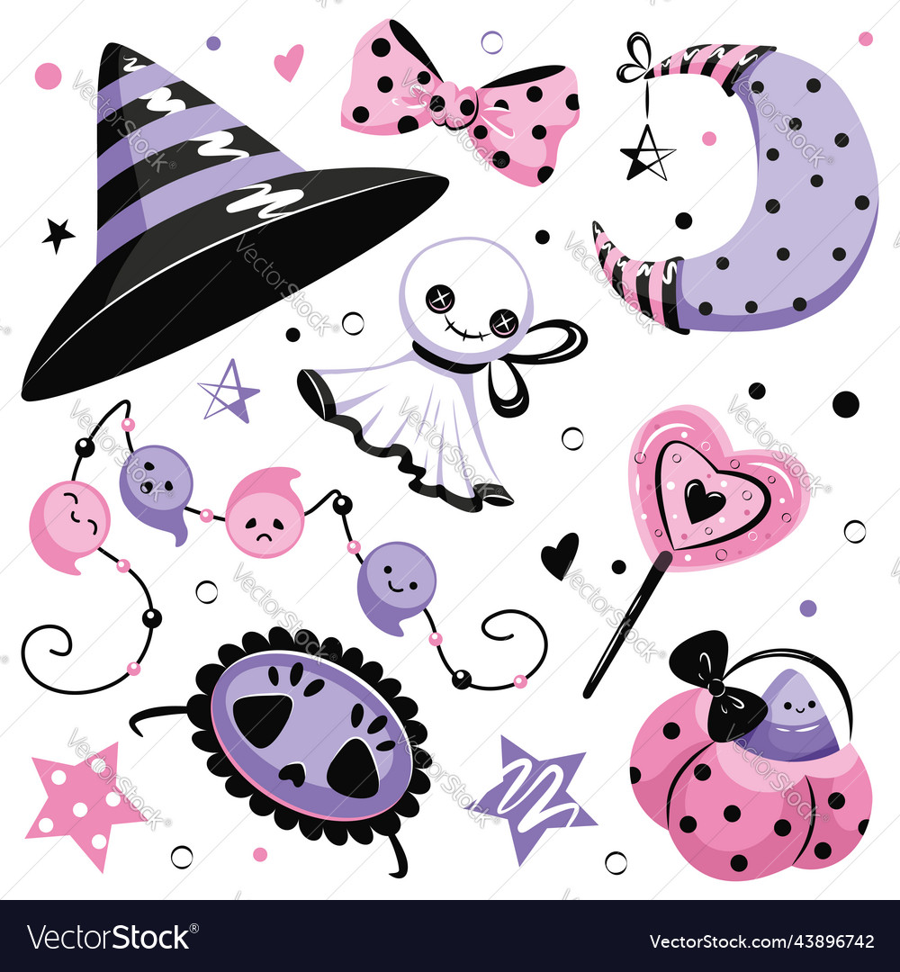 Collection of cute halloween elements