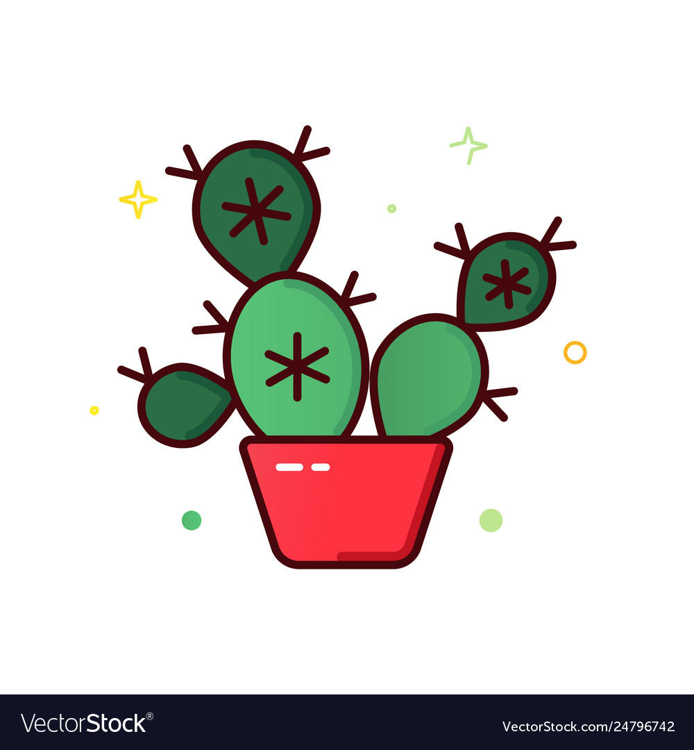 Color line icon cactus