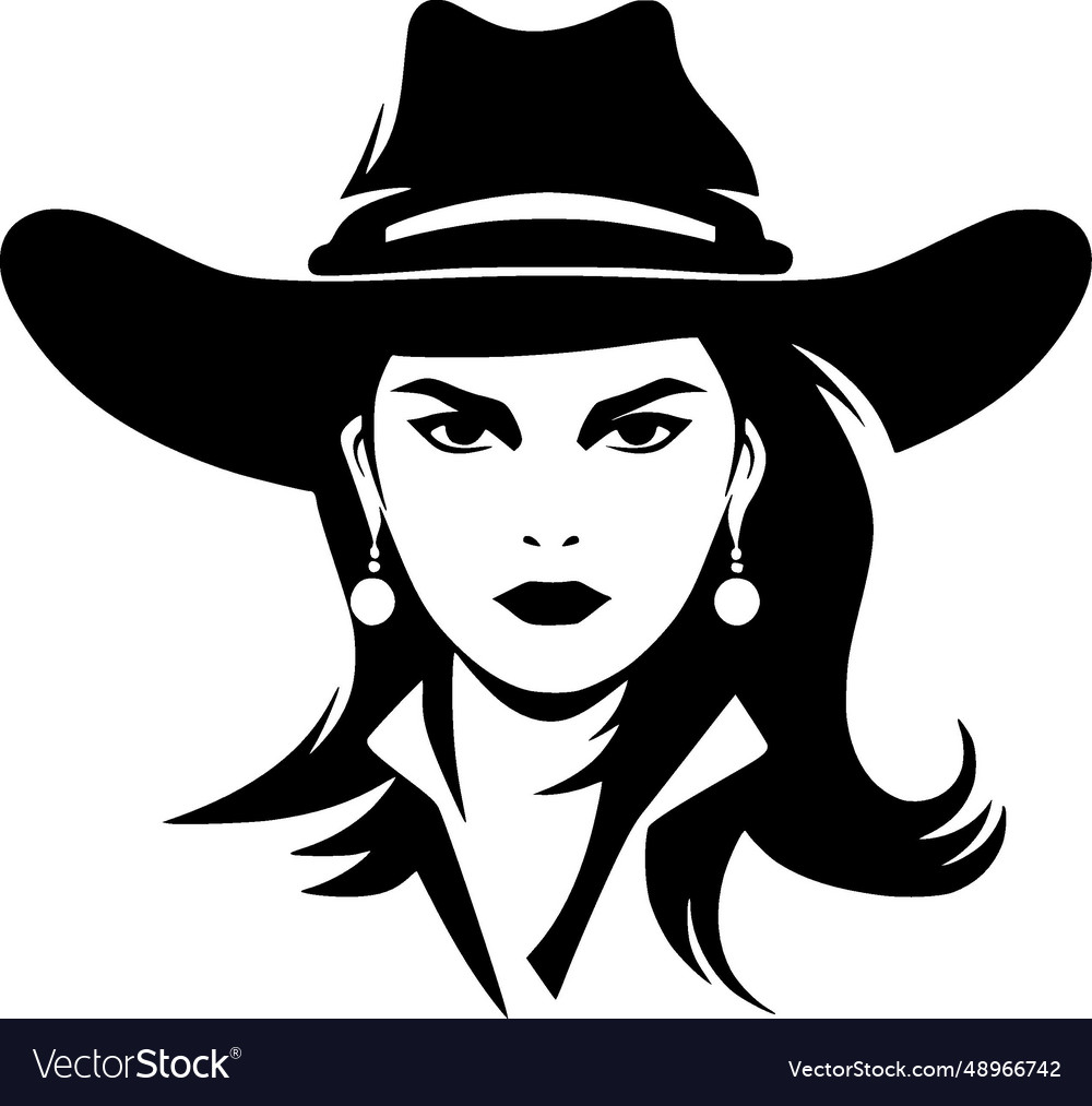 Cowgirl - black and white Royalty Free Vector Image