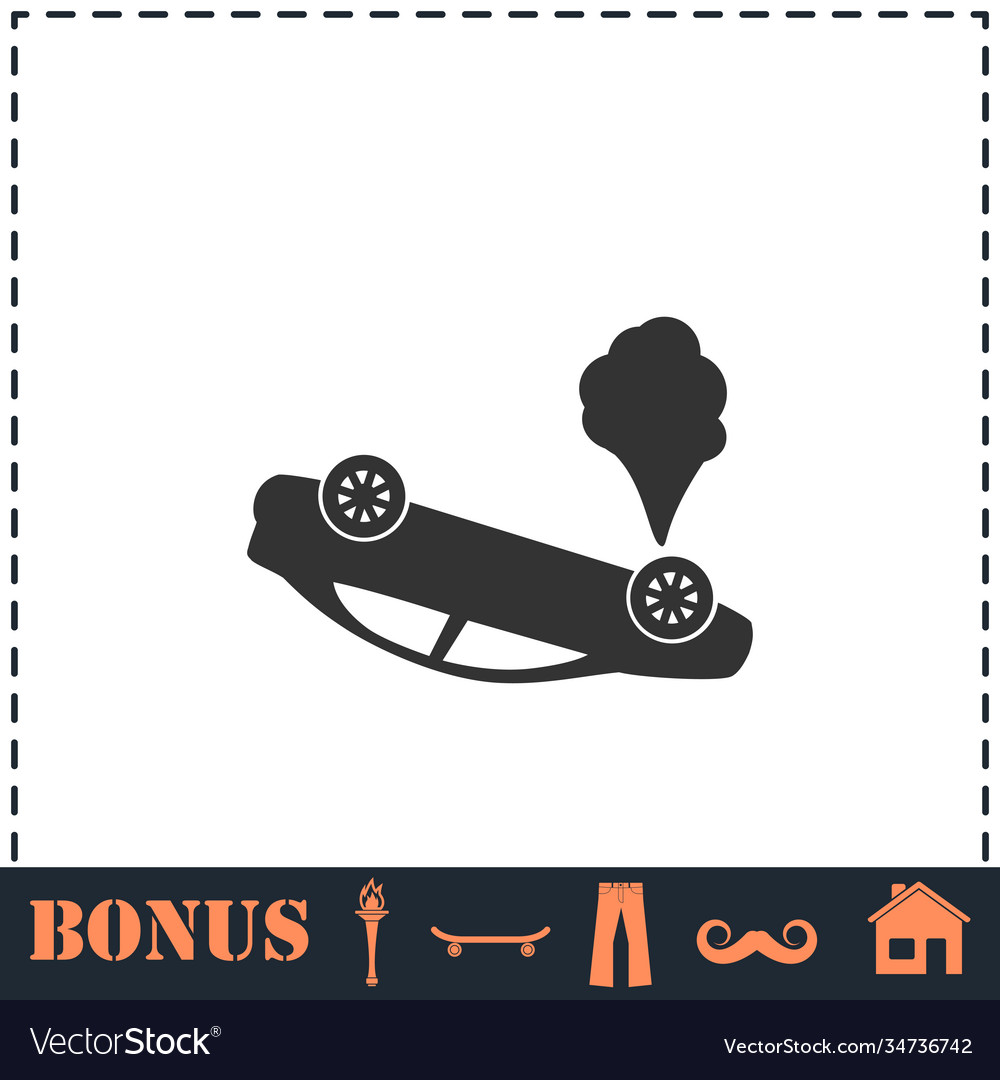 Crash car icon flat