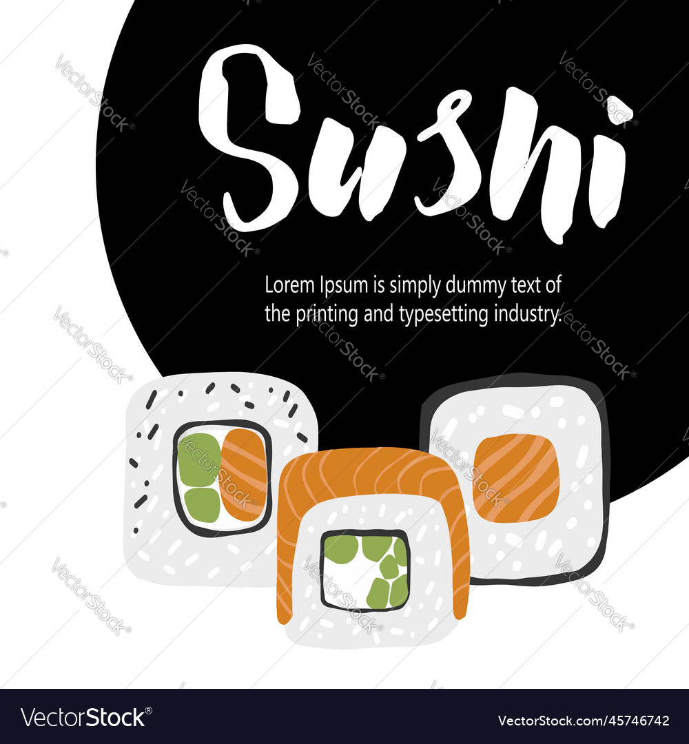 Design template with sushi set vector image Design template with sushi set