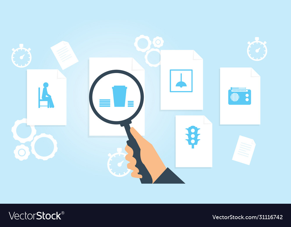 Document with search icons file and magnifying vector image Document with search icons file and magnifying