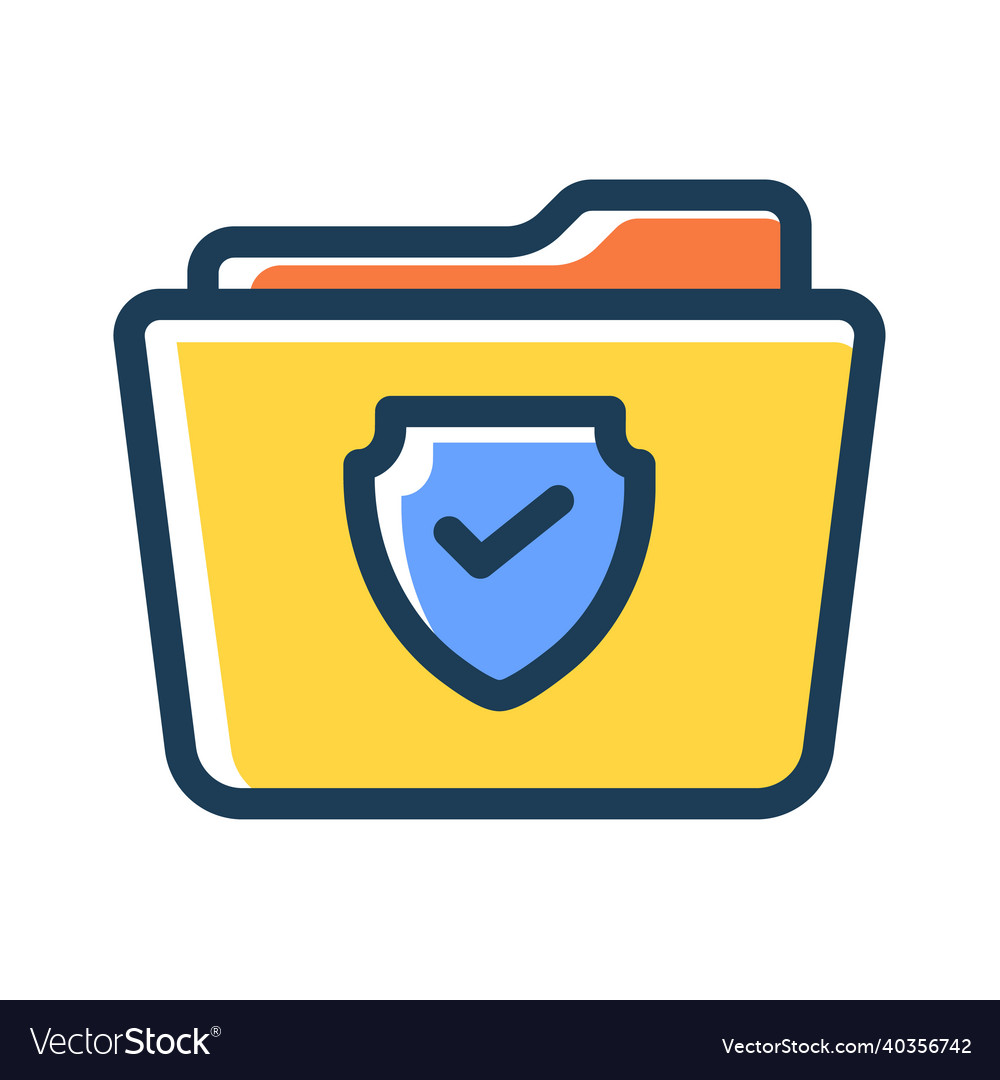 Folder secure shield encryption single isolated vector image Folder secure shield encryption single isolated