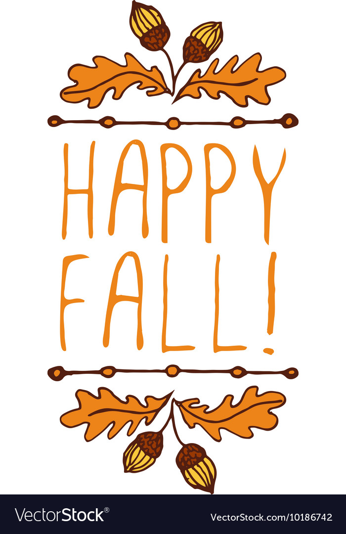 Handdrawn autumn element with text
