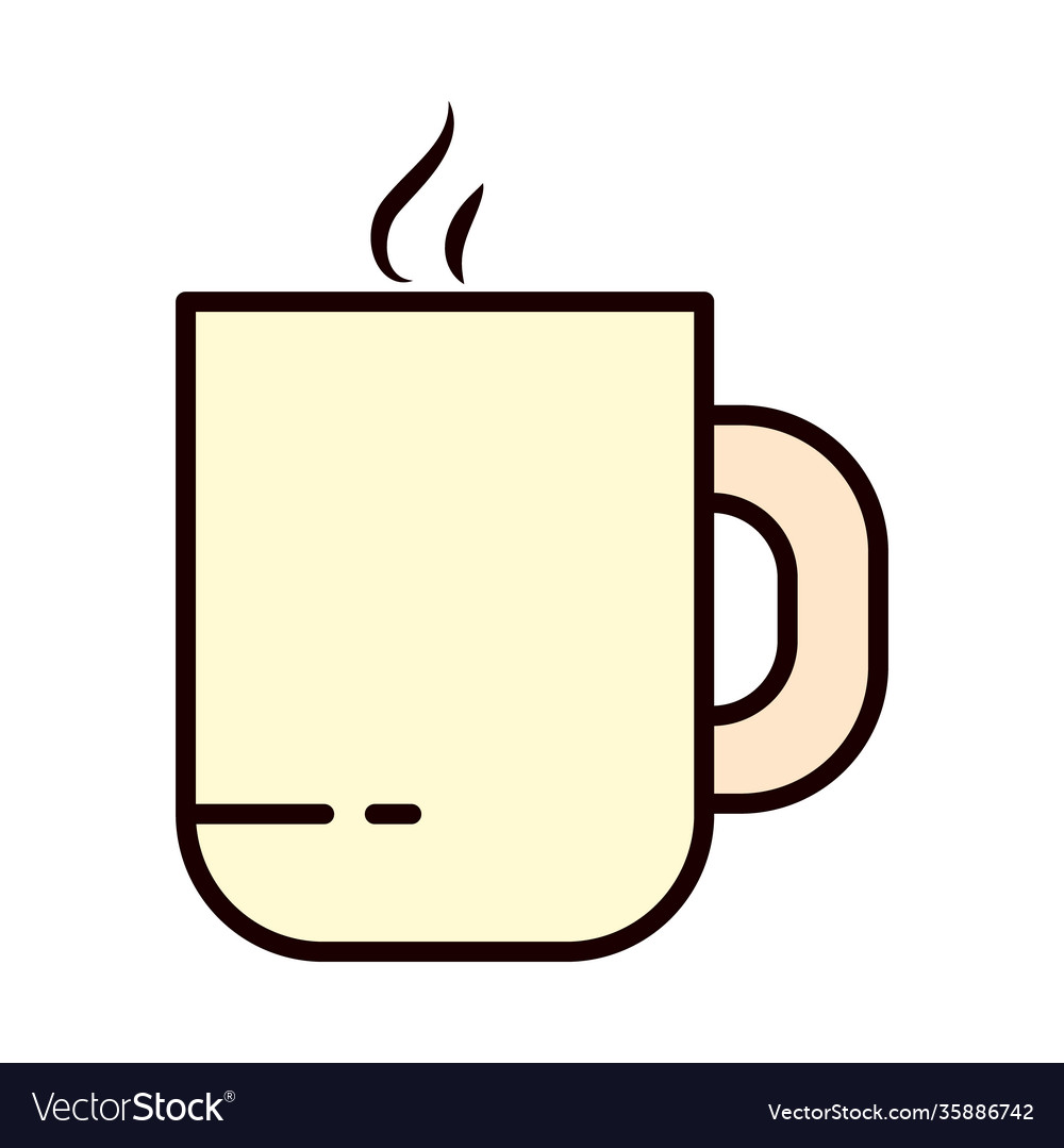 Hot coffee mug icon line and fill style