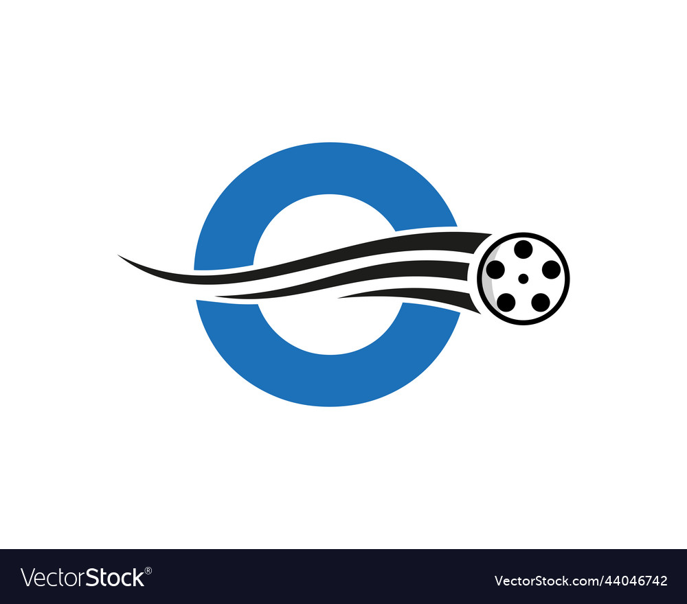Initial letter o film logo concept with reel