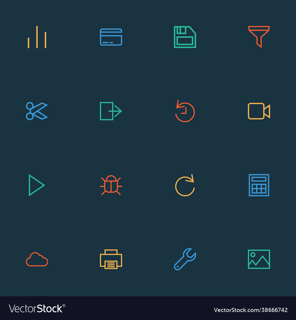 Interface icons line style set with virus column