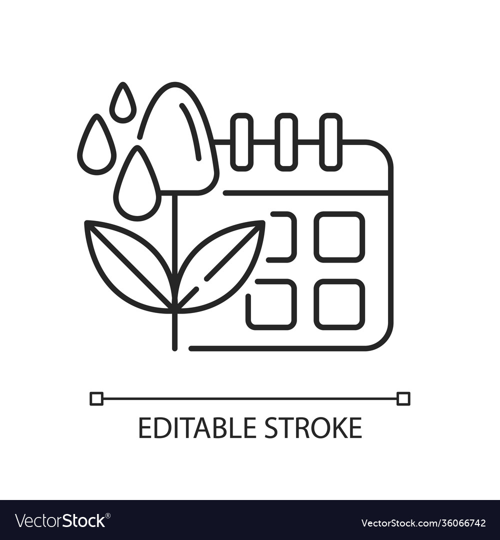 Irrigation scheduling linear icon Vector Image Irrigation scheduling linear icon