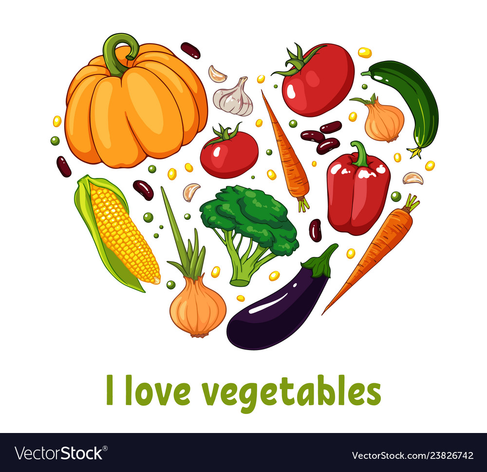 Isolated heart silhouette made vegetables Vector Image