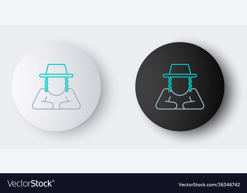 Line orthodox jewish hat with sidelocks icon