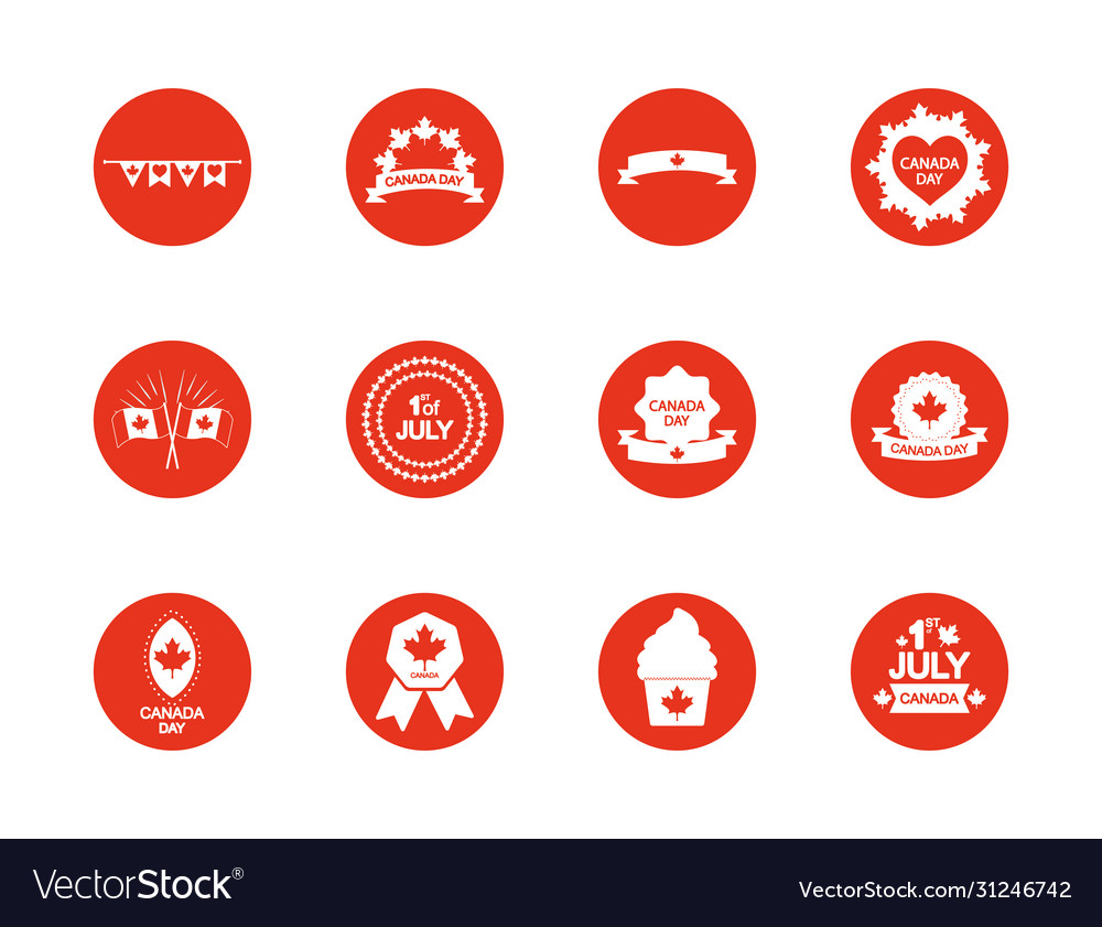Maple Blätter und Canada Tages-Icon-Set Block vector image Maple Blätter und Canada Tages-Icon-Set Block