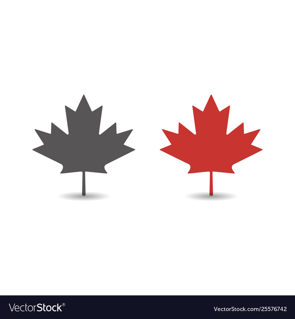 Red Maple Leaf Icon - Simple Flat
