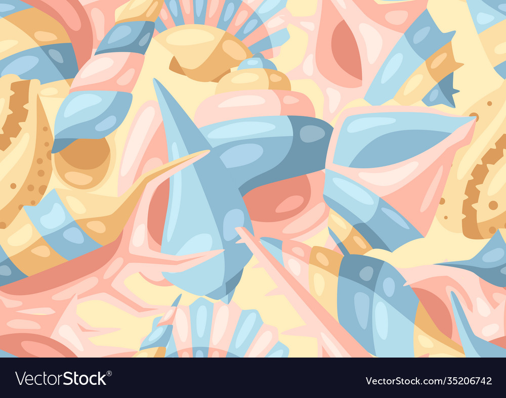 Seamless pattern with seashells