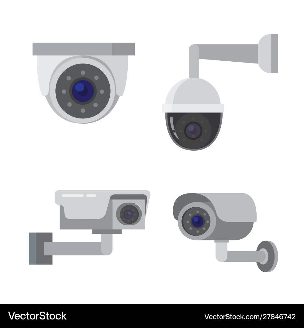 Security camera cctv icon flat Royalty Free Vector Image