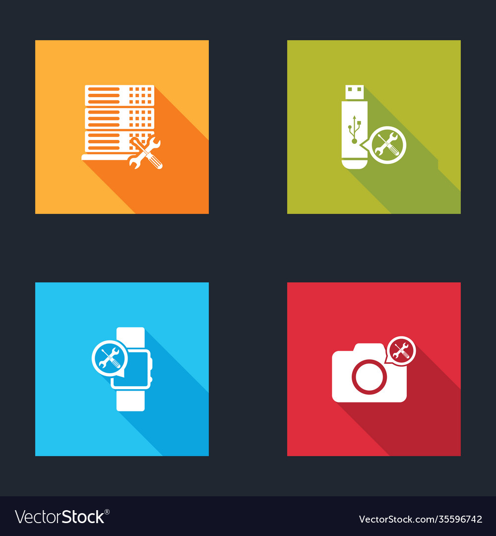 Set database server service usb flash drive vector image Set database server service usb flash drive