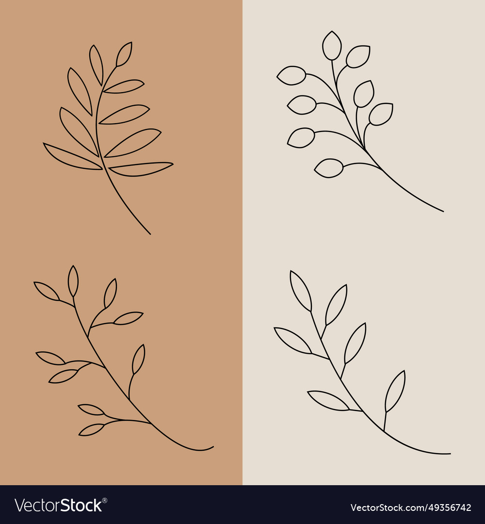 Set icon leaf logo line art design