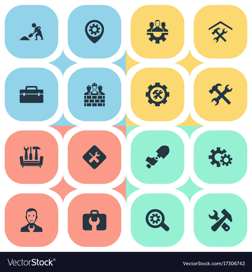 Set of simple mending icons