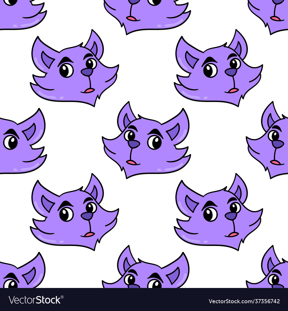 Shocked wolf face seamless pattern textile print Vector Image Shocked wolf face seamless pattern textile print Vector Image