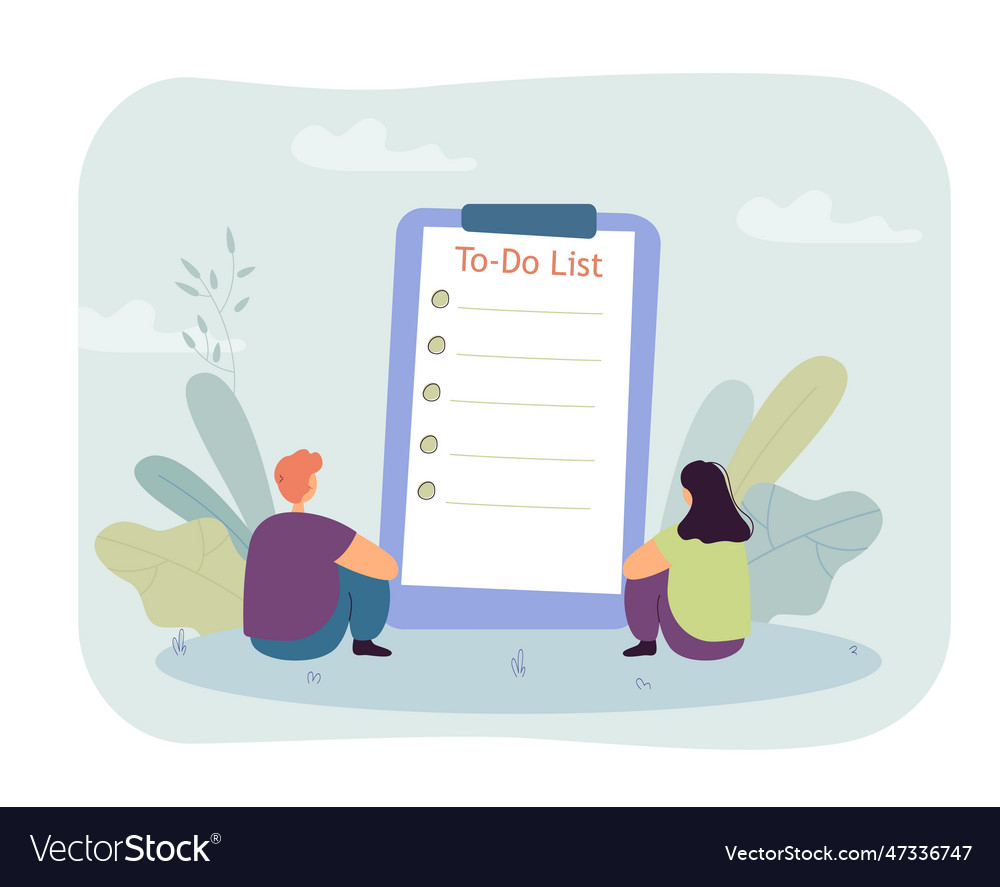 Back view of students in front to do list
