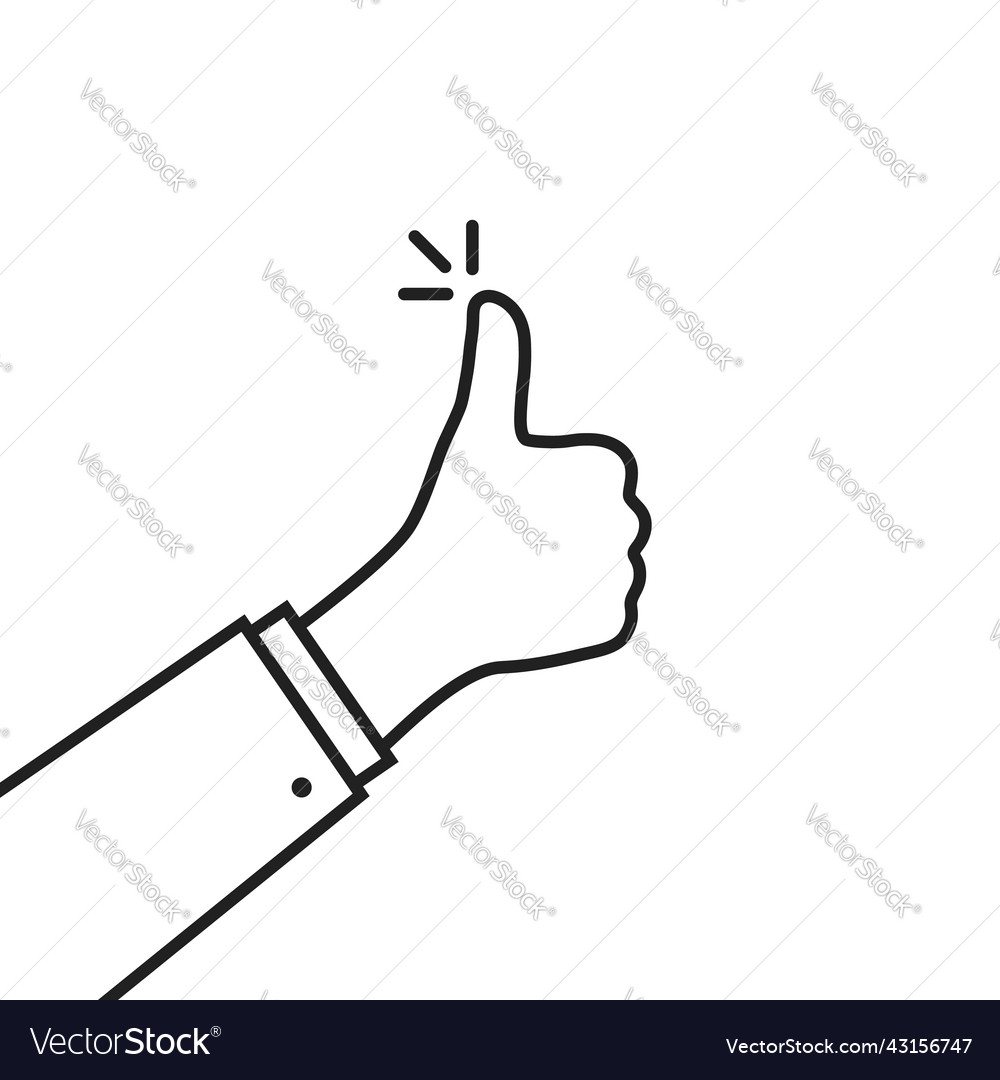 Black thin line thumb up finger icon