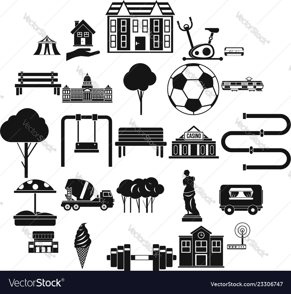 Borough icons set simple style Royalty Free Vector Image