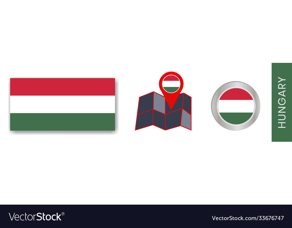 Collection hungarian national flags isolated