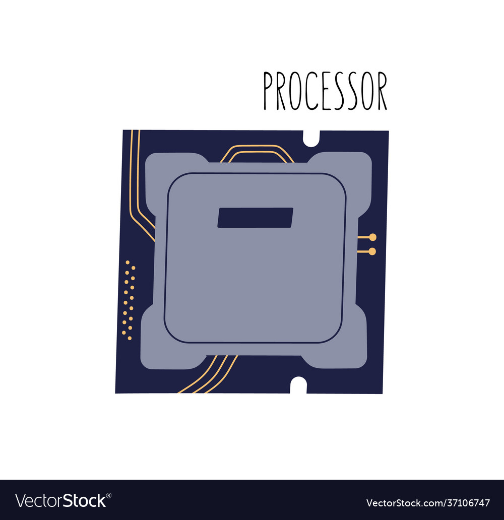 Computer cpu or central processor unit isolated vector image Computer cpu or central processor unit isolated