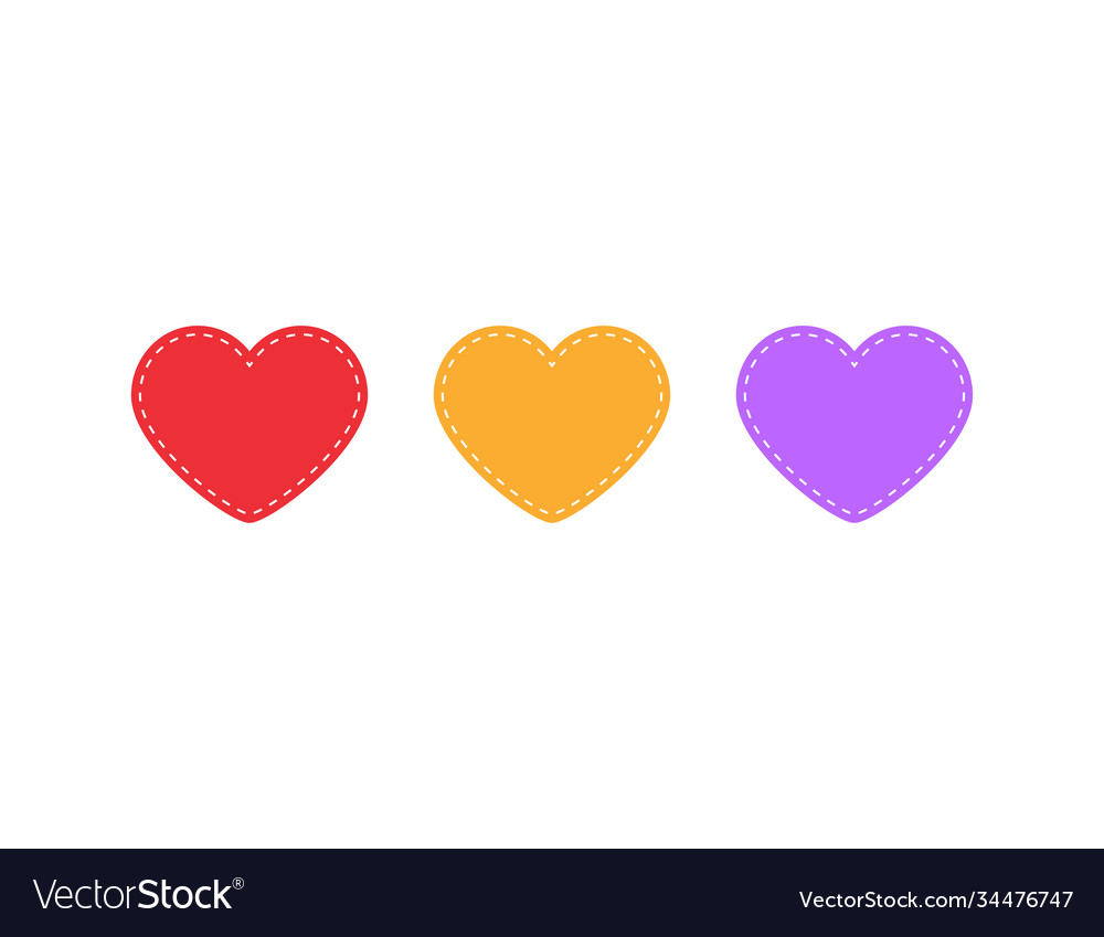 Dashed heart shape in redorange and violet color