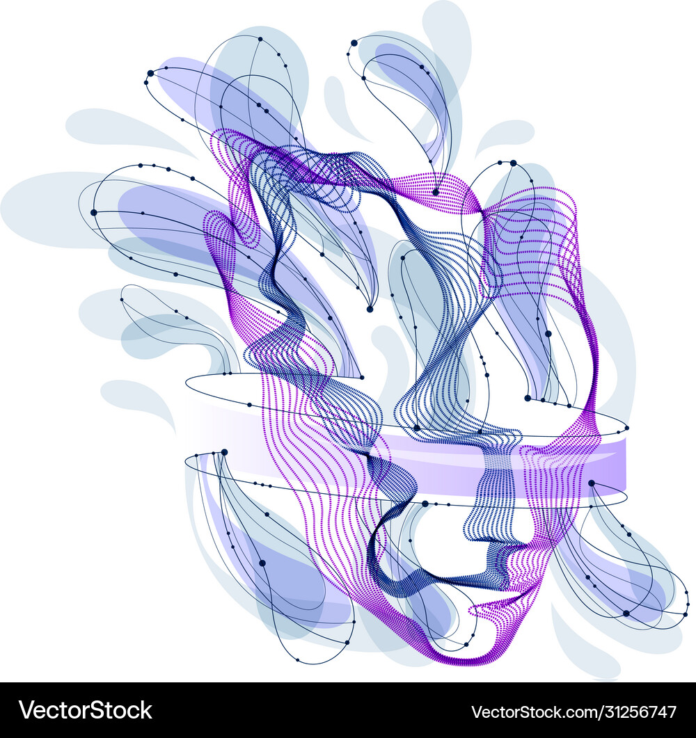 Dotted particles human portrait abstract human Vector Image