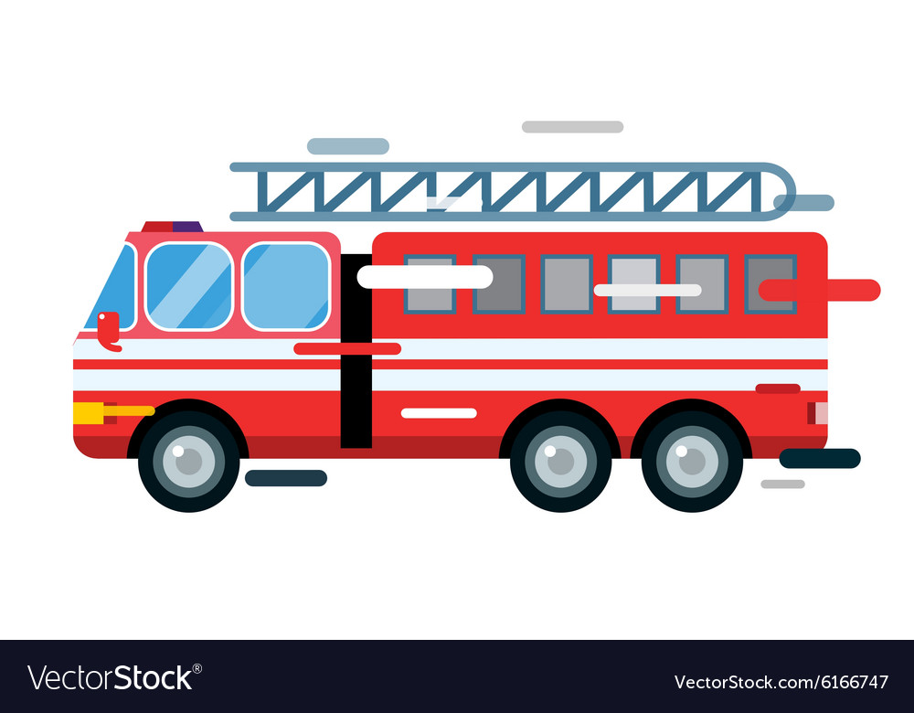 Fire truck car isolated cartoon silhouette Vector Image