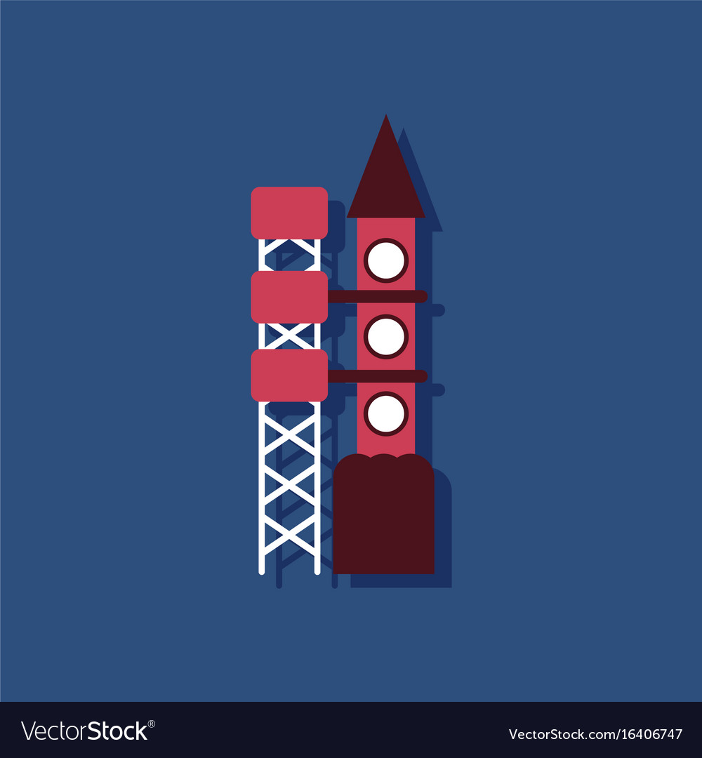 Flat icon design space rocket in sticker style