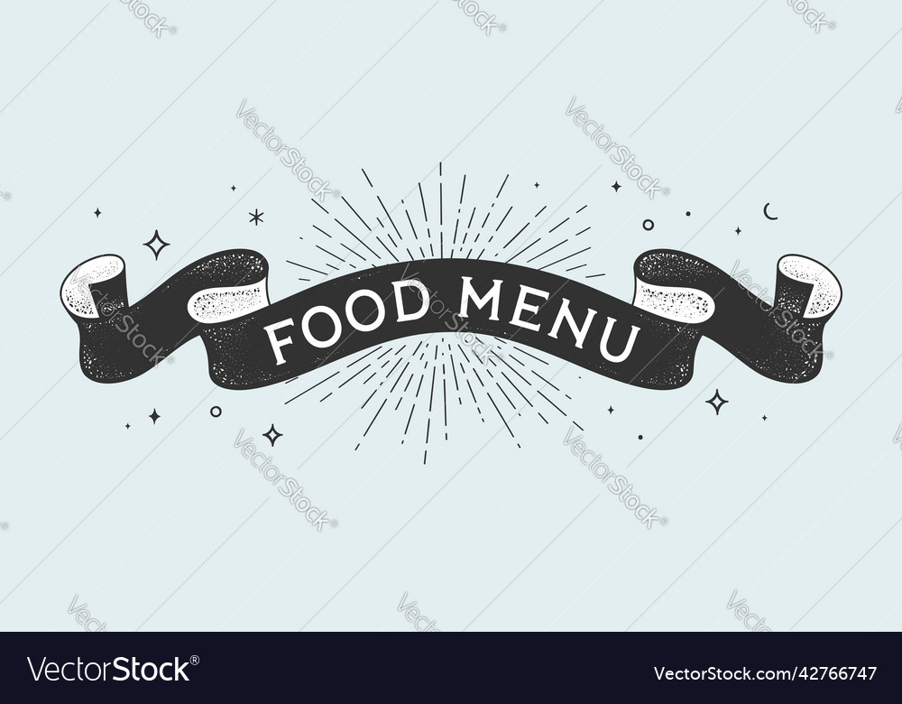 Food menu vintage ribbon vector image Food menu vintage ribbon