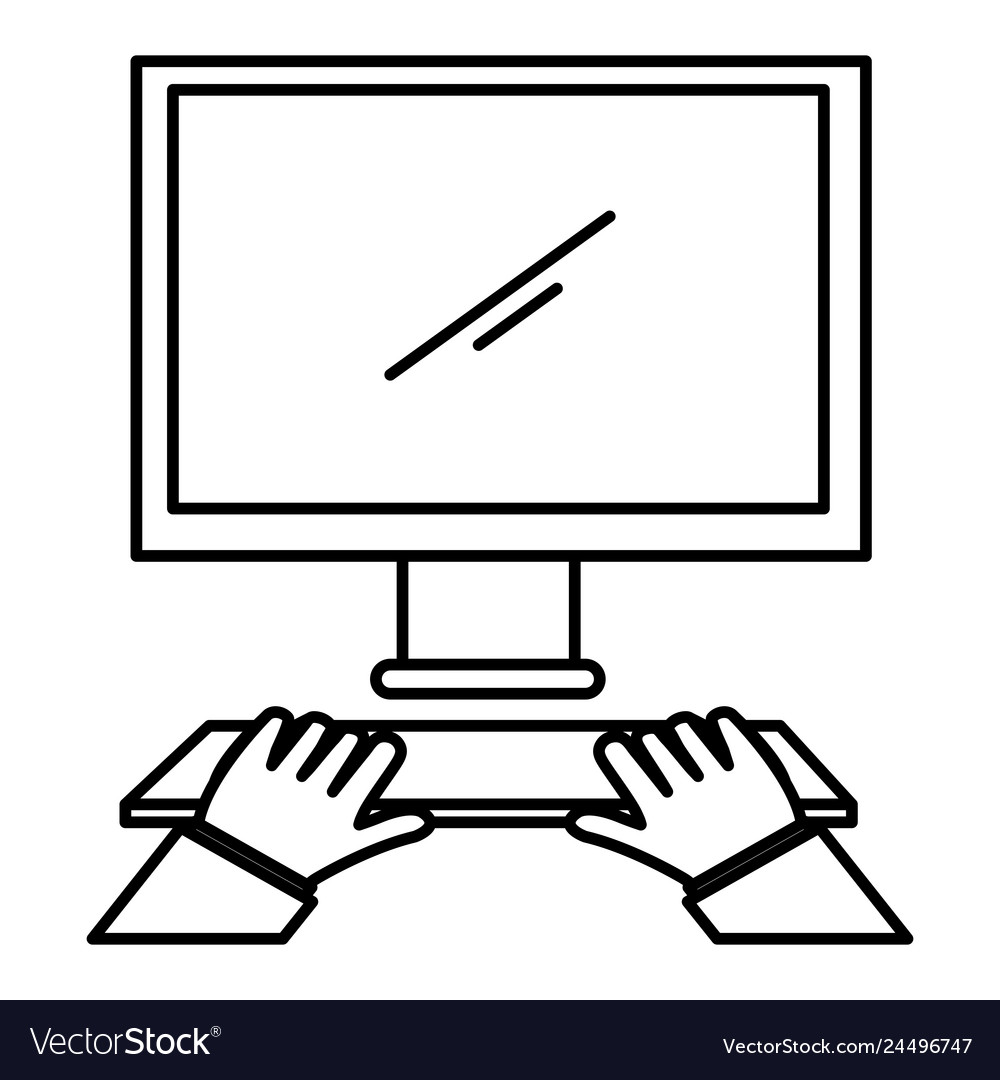 Hands typing in keyboard desktop Vector Image Hands typing in keyboard desktop