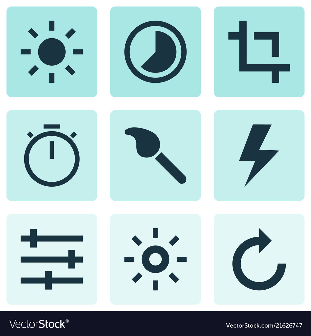 Image icons set with lightning capture refresh vector image Image icons set with lightning capture refresh