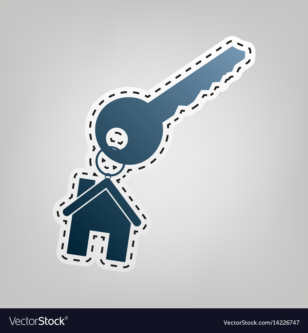 Key with keychain as an house sign blue Royalty Free Vector